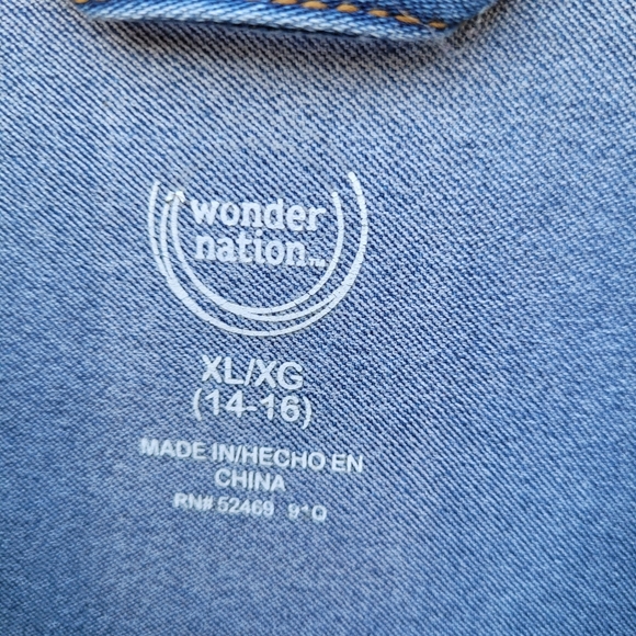 Wonder Nation Juniors Jean Jacket Size XL 14-16 Rainbow Ribbon - Picture 4 of 5